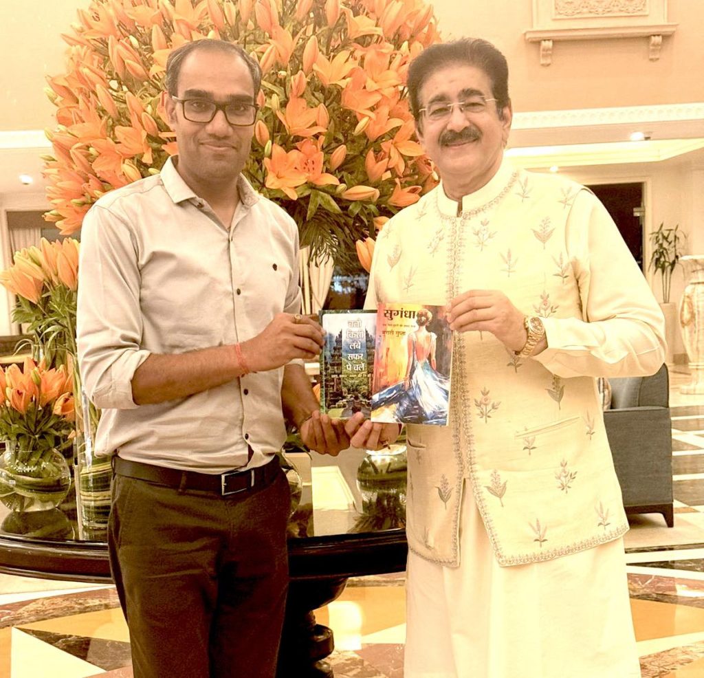 Writer Murari Gupta Presents His Books to Dr. Sandeep Marwah in Jaipur