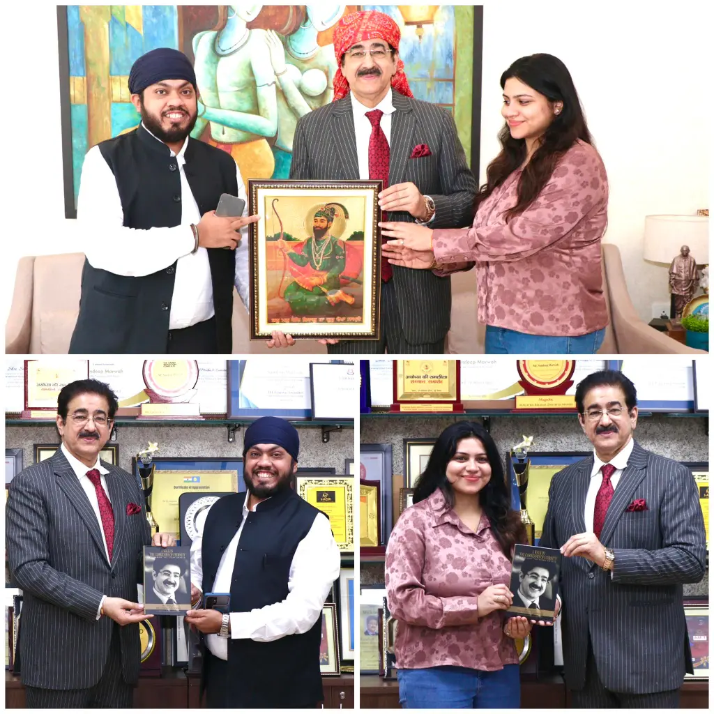 Dr. Sandeep Marwah Honoured with Portrait of Guru Gobind Singh Ji on the Auspicious Occasion of Budh Purnima