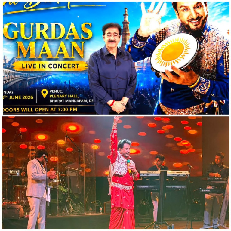 Dr. Sandeep Marwah Attends Gurdas Maan Live Concert as Special Guest at Bharat Mandapam